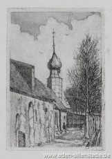 Kniphausen, Innenhof der Burg, 1920er, 13x19 cm, Radierung, Nachlass Arthur Eden (WV-Nr. 265)