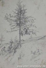 Lager, Arbeiten im Lager, 1945, 14,5x21 cm, Bleistift auf Papier, Nachlass Arthur Eden (WV-Nr. 413)