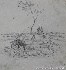 Lager, Der Märchenbrunnen, 1945, 10x13,5 cm, Bleistift auf Papier, Nachlass Arthur Eden (WV-Nr. 404)
