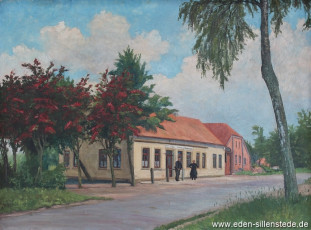 Moorhausen, Lebensmittelhandlung Gembler, 1946, 85x63 cm, Öl auf Leinwand, Privatbesitz (WV-Nr. 1178)