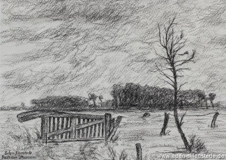 Moorsum, Rollboom, 1960er, 29,5x20,5 cm, Kohlezeichnung, Privatbesitz (WV-Nr. 1404)