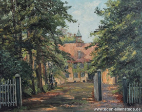 Neuenburg, Schloss, 1950er, 68,5x54 cm, Öl auf Leinwand, Besitz Landkreis Friesland (WV-Nr. 636)