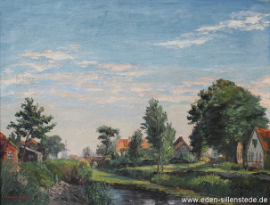 Neugarmssiel, Am Tettenser Tief, 1940er, 65x50,3 cm, Öl auf Leinwand, Besitz Gemeinde Wangerland (WV-Nr. 499)