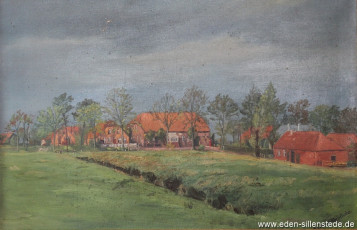 Oldorf, Blick auf die Hauptstraße, 1920er, 89x58 cm, Öl auf Leinwand, Privatbesitz (WV-Nr. 1018)
