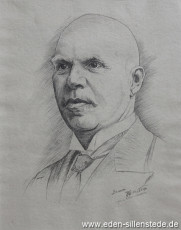 Portrait, Baumeister Wilhelm Carstens, 1940er, 33x42 cm, Kohlezeichnung, Privatbesitz (WV-Nr. 1122)