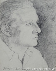 Portrait, Ein Mitgefangener, 1945, 16,5x20 cm, Bleistift auf Papier, Nachlass Arthur Eden (WV-Nr. 437)