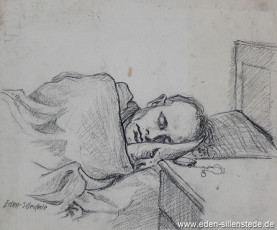 Portrait, Ein Schläfer, 1945, 25x21 cm, Bleistift auf Papier, Nachlass Arthur Eden (WV-Nr. 416)