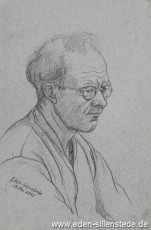 Portrait, Ein trauriger Mensch, 1945, 15x22,5 cm, Bleistift auf Papier, Nachlass Arthur Eden (WV-Nr. 438)