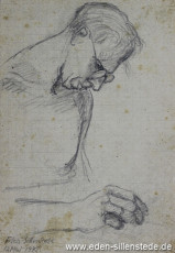 Portrait, Ein Unbekannter, 1945, 10,5x15 cm, Bleistift auf Papier, Nachlass Arthur Eden (WV-Nr. 417)