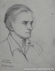 Portrait, Ein Unbekannter, 1945, 18x22 cm, Bleistift auf Papier, Nachlass Arthur Eden (WV-Nr. 420)