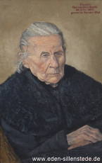 Portrait, Fräulein Charlotte Clara Hinrichs, 1948, 30,5x46 cm, Öl auf Leinwand, Besitz Schlossmuseum Jever (WV-Nr. 742)