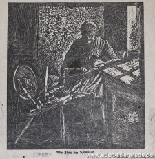 Portrait, Frau am Spinnrad, um 1933, Bleischnitt, Nachlass Arthur Eden (WV-Nr. 1303)