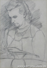 Portrait, Frau Harmina Eden, 1930er, 18x26 cm, Bleistiftzeichnung, Nachlass Arthur Eden (WV-Nr. 71)