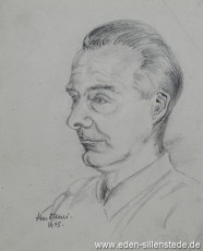 Portrait, Hans Ottens, 1945, 16x20 cm, Bleistift auf Papier, Nachlass Arthur Eden (WV-Nr. 451)