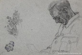 Portrait, Lehrer Ottens, 1945, 22,5x15 cm, Bleistift auf Papier, Nachlass Arthur Eden (WV-Nr. 432)