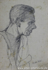 Portrait, Mitgefangener, 1945, 10x15 cm, Bleistift auf Papier, Nachlass Arthur Eden (WV-Nr. 389)