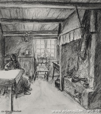 Portrait, Oma Badberg, 1930, 19x21,9 cm, Kohlezeichnung, Besitz Landkreis Friesland (WV-Nr. 587)