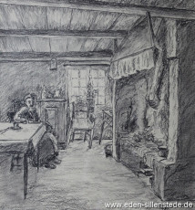 Portrait, Oma Badberg, 1930, 21x23 cm, Kohlezeichnung, Privatbesitz (WV-Nr. 1100)