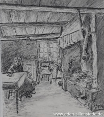 Portrait, Oma Badberg, um 1930, 20x23 cm, Kohlezeichnung, Privatbesitz (WV-Nr. 873)