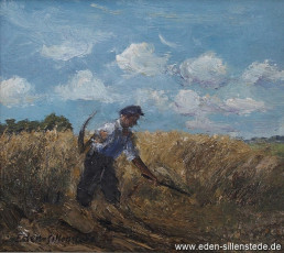 Portrait, Schnitter auf dem Feld, 1960er, 24x21,5 cm, Öl auf Leinwand, Nachlass Arthur Eden (WV-Nr. 64)