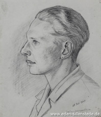 Portrait, Unbekannter Lagerinsasse, 1945, 18x20,5 cm, Bleistift auf Papier, Nachlass Arthur Eden (WV-Nr. 440)