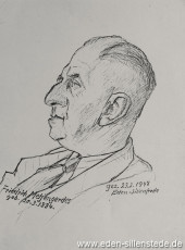 Portrait, Viehhändler Friedrich Metjengerdes, 1948, 16x21 cm, Bleistiftzeichnung, Verschollen (WV-Nr. 1073)