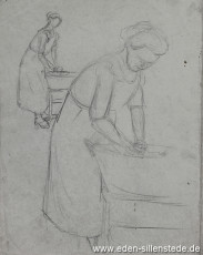Portrait, Waschfrau, 1919, 22x28 cm, Bleistiftzeichnung, Nachlass Arthur Eden (WV-Nr. 315)
