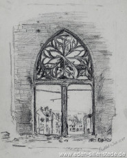Rethel, Kirche, 1940, 22x29,5 cm, Kohle auf Papier, Nachlass Arthur Eden (WV-Nr. 345)