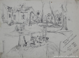 Rethel, Soldatengrab, 1940, 29,5x22,5 cm, Bleistift auf Papier, Nachlass Arthur Eden (WV-Nr. 356)
