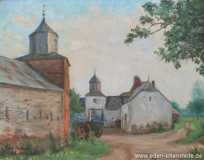 Reuil in Frankreich, Dorfstraße, 1940, 37x29 cm, Öl auf Karton, Nachlass Arthur Eden (WV-Nr. 60)