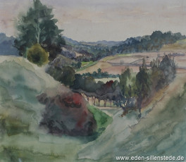 Roggenstede in Westpreußen, 1943, 21,5x19 cm, Aquarell, Privatbesitz (WV- Nr. 484)