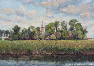 Sande, Marienhausen, 1950er, 69x49 cm, Öl auf Leinwand, Besitz Landkreis Friesland (WV-Nr. 580)
