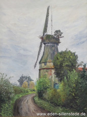 Sande, Mühle in Sanderahm, 1950er, 44,5x58,5 cm, Öl auf Leinwand, Besitz Heimatverein Varel (WV-Nr. 535)