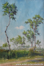 Sandelermöns, Birken, 1950er, 50,3x70 cm, Öl auf Leinwand, Privatbesitz (WV-Nr. 1461)