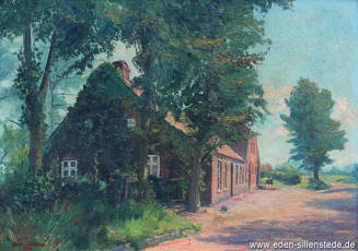 Sandelermöns, Gasthof Albers, 1946, 59,5x42,5 cm, Öl auf Holz, Privatbesitz (WV-Nr. 1358)