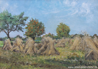 Schortens, Hocken bei Feldhausen, 1960er, 70x50 cm, Öl auf Leinwand, Privatbesitz (WV-Nr. 546)