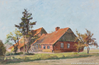 Sengwarden, Hof Höfing in Westerhausen, 1930er, 44x30,2 cm, Tempera, Besitz Schlossmuseum Jever (WV-Nr. 809)