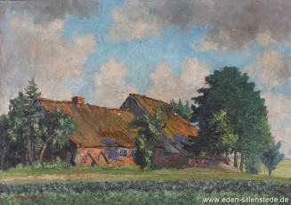 Sengwarden, Hof Höfing in Westerhausen, um 1941, 54,7x38,7 cm, Öl auf Leinwand, Privatbesitz (WV-Nr. 1395)