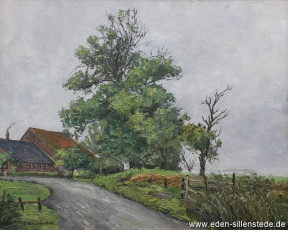 Sengwarden, Hof Westerhausen Nr. 7, 1960er, 70x56 cm, Öl auf Leinwand, Privatbesitz (WV-Nr. 96)