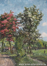 Sillenstede, Deepsdammer Weg, 1960er, 50x70 cm, Öl auf Leinwand, Privatbesitz (WV-Nr. 1473)