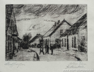 Sillenstede, Dicktonnenstraße, 1920er, 14x9,5 cm, Radierung, Nachlass Arthur Eden (WV-Nr. 1298)