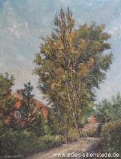Sillenstede, Gärtnerei Abels, um 1957, 52,4x68,2 cm, Öl auf Leinwand, Privatbesitz (WV-Nr. 1422)