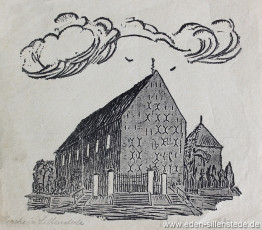 Sillenstede, Kirche, 1920er, 19x17 cm, Lithographie, Nachlass Arthur Eden (WV-Nr. 320)