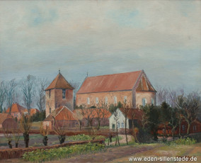 Sillenstede, Kirche, 1920er, 52x42,5 cm, Öl auf Leinwand, Privatbesitz (WV-Nr. 956)