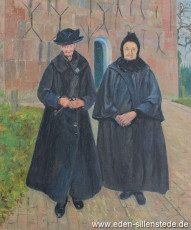 Sillenstede, Kirchenschliesserinnen, 1924, 44,5x54 cm, Öl auf Holz, Nachlass Arthur Eden (WV-Nr. 135)