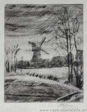 Sillenstede, Mühle, 1920er, 11x14 cm, Radierung, Privatbesitz (WV-Nr. 663)