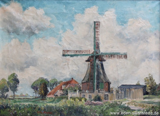 Sillenstede, Mühle, um 1954, 71x51,5 cm, Öl auf Leinwand, Privatbesitz (WV-Nr. 1202)