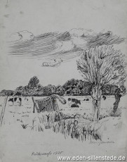 Sillenstede, Purkswarfe 1920, 26x24 cm, Tuschezeichnung, Nachlass Arthur Eden (WV-Nr. 264)