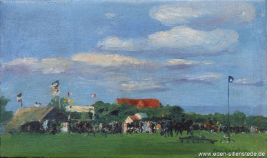 Sillenstede, Reitturnier, 1920er, 45x27 cm, Öl auf Leinwand, Nachlass Arthur Eden (WV-Nr. 89)