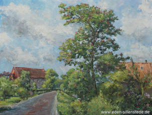 Sillenstede, Sengwarder Weg, um 1974, 74x56 cm, Öl auf Leinwand, Privatbesitz (WV-Nr. 943)